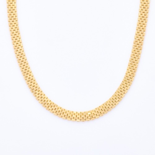 18ct Yellow Gold, 41cm Italian, Flat Link Necklace with Large Lobster Clasp