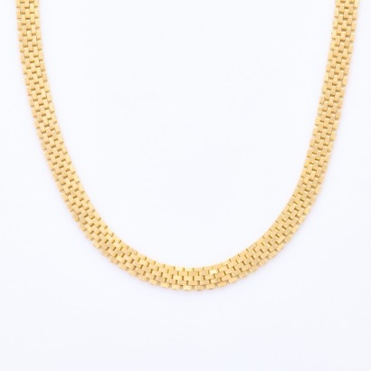 18ct Yellow Gold, 41cm Italian, Flat Link Necklace with Large Lobster Clasp