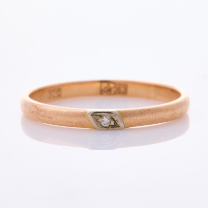 14ct Rose Gold, Vintage, .01ct Single Diamond Band