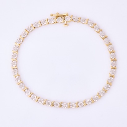10ct Yellow Gold, .40ct Diamond Set Tennis Style Bracelet