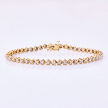 9ct Yellow Gold, 1.00ct Diamond Set Tennis Style Bracelet