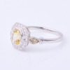 18ct White Gold, Modern, 1.24ct Yellow Sapphire /.31ct Small Sapphire / .21ct Diamond Halo Ring - Near new - 2