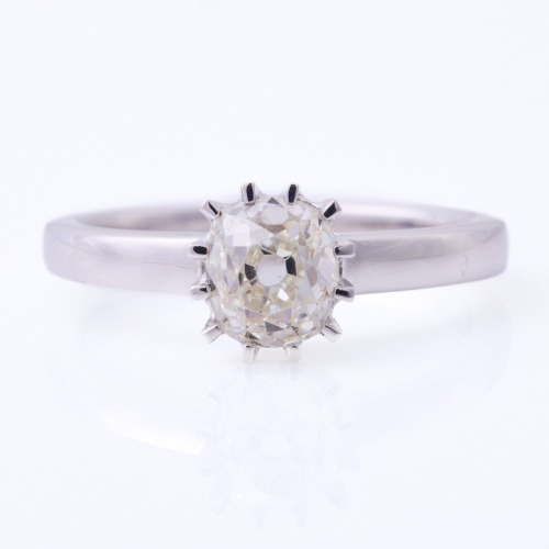 18ct White Gold, Modern, 1.28ct Old Mine Cut Diamond Ring - Near new