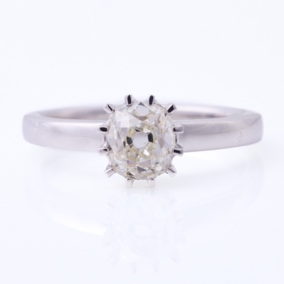 18ct White Gold, Modern, 1.28ct Old Mine Cut Diamond Ring - Near new