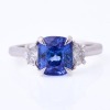 18ct White Gold, Modern, 3.33ct Sapphire / .37ct Diamond Set Shoulder Ring
