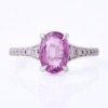 18ct White Gold, 3.14ct Pink Sapphire / .23ct Diamond Set Shoulders Ring - Near new