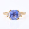 18ct Yellow Gold, 2.70ct Blue Sapphire / .41ct Diamond Set Shoulders Ring - Near new