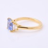 18ct Yellow Gold, 2.70ct Blue Sapphire / .41ct Diamond Set Shoulders Ring - Near new - 2