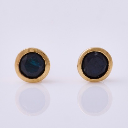 9ct Yellow Gold, Small, 4.0mm Dark Sapphire Stud Earrings