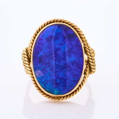 18ct Yellow Gold, Vintage, Opal Doublet Ring