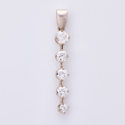 18ct White Gold, 1.43ct Diamond Drop Pendant