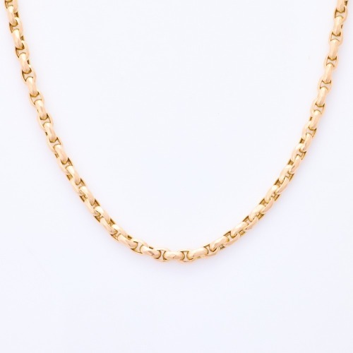 9ct Yellow Gold, 115cm Oval Faceted Chain with Albert Clasp
