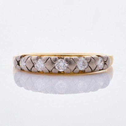 18ct Yellow Gold, Vintage, .15ct Diamond Band