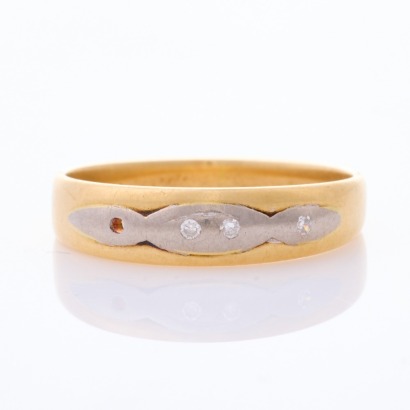 18ct Yellow Gold, .02ct Diamond Band