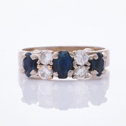 18ct White Gold, Vintage, Sapphire / .40ct Diamond Ring