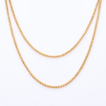 15ct Yellow Gold, Foxtail Link Muff Chain, with a 14ct Yellow Gold Swivel Albert Clasp