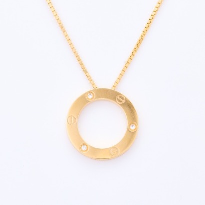 Cartier, 'Circle of Love' 18ct Yellow Gold, Diamond Set Modern Necklace