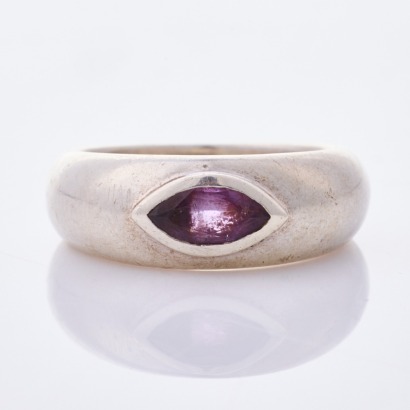 Jens Hansen, NZ Made, Sterling Silver Amethyst Ring, Size O