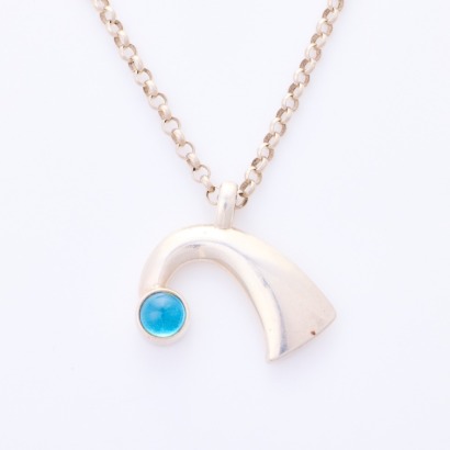 Jens Hansen, NZ Made, Sterling Silver Blue Topaz Pendant