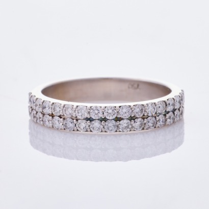 18ct White Gold, .90ct Double Row Diamond Band