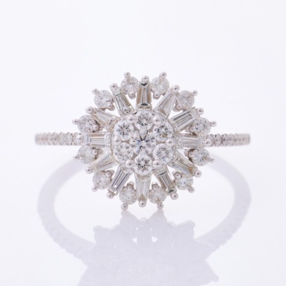 18ct White Gold, Modern, .75ct Diamond Cluster Ring
