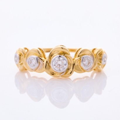 18ct Yellow Gold, Modern, Four Stone .25ct Diamond Ring