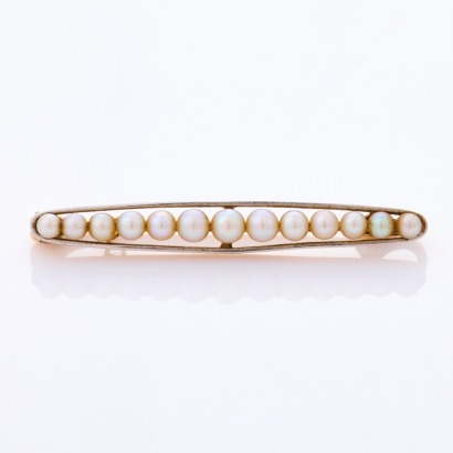 15ct Yellow Gold /Platinum, Estate Pearl Brooch