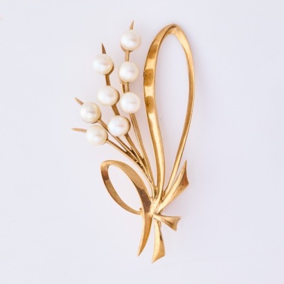 9ct Yellow Gold, Pearl Bouquet Brooch