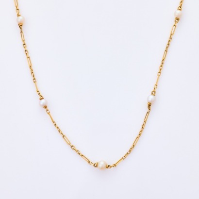 9ct Yellow Gold, 48cm Pearl Necklace