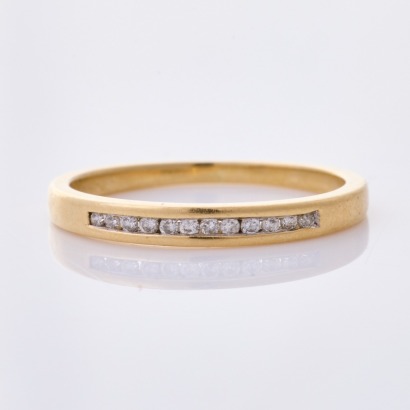 10ct Yellow Gold, .12ct Channel Set Diamond Band
