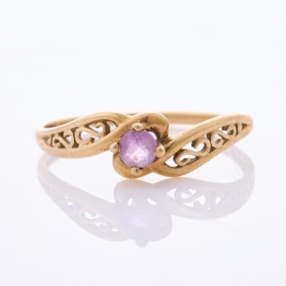 9ct Yellow Gold, Vintage, 3.3mm Amethyst Ring