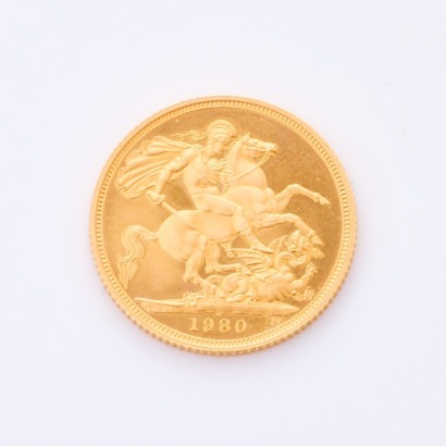 A full, 1980 Sovereign Coin, Cased with Box and Papers
