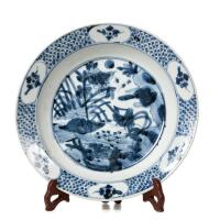 A Chinese Ming Dynasty Zhangzou Blue and White Plate