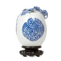A Chinese Qing Dynasty Blue and White Water Pot (Da Qing Qianlong Nian Zhi Mark)
