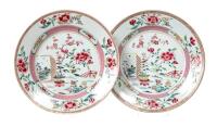 A Pair of Chinese Qing Dynasty Yongzheng Period Famille Rose 'Floral' Plates