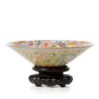 A Chinese Qing Dynasty Famille Rose 'Mille-Fleurs' Bowl (Qianlong Nian Zhi Mark in Blue Enamel)