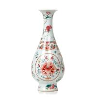 A Chinese Qing Dynasty Yongzheng/Qianlong Period Famille Rose Yuhucun Vase