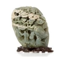 A Chinese Celadon Jade Boulder Mountain Ornament