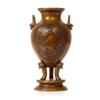 A Chinese Qing Dynasty &lsquo;Dragon and Phoenix&rsquo; Bronze Incense Burner
