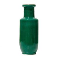 A Chinese Qing Dynasty Green-glazed Rouleau Vase