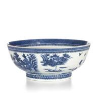 A Chinese Qing Dynasty Qianlong Period Blue and White 'Landscape' Bowl