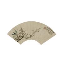 A Chinese Painting of Plum Blossom and Bamboo on Fan