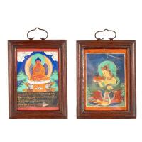 Two Small Framed Chinese Qing Dynasty Tibet Thangka