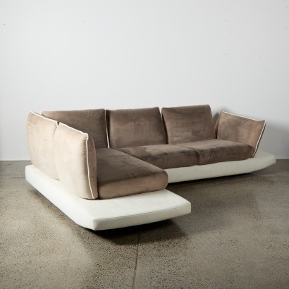 A Natuzzi Leather and Suede Sofa A/F