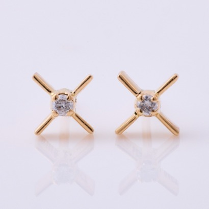 14ct Yellow Gold, .06ct Diamond Set Stud Earrings
