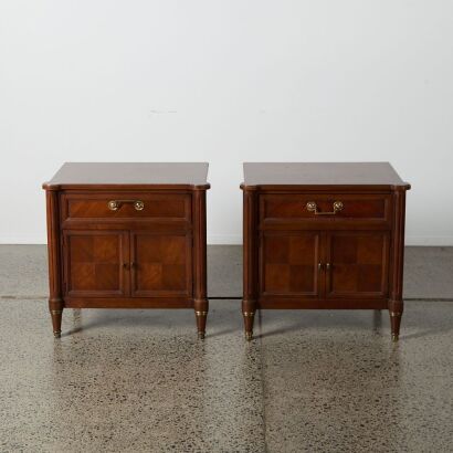 A Pair of Mahogany Inlaid Bedside Tables