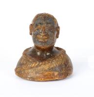A Small 19th Century Carved and Moulded Colonial Kauri Gum Bust of a Maori Chief
