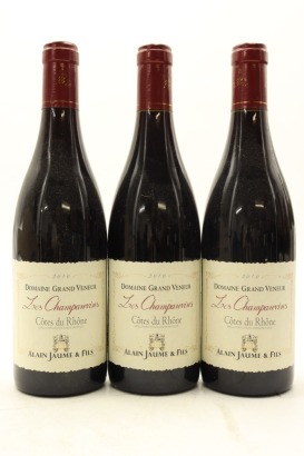 (3) 2010 Alain Jaume & Fils Domaine Grand Veneur Cotes du Rhone Les Champauvins, Rhone