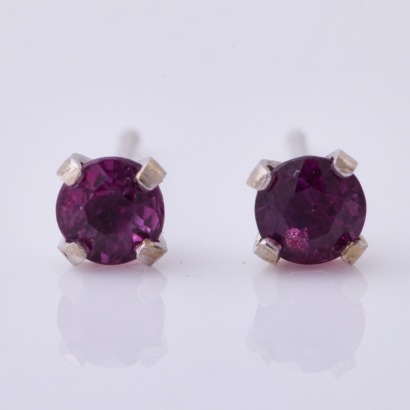 14ct White Gold, 3.3mm Ruby Stud Earrings