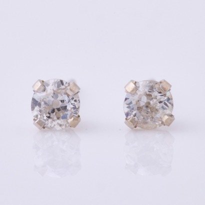 14ct White Gold, 3.60mm Old Mine Cut Diamond Stud Earrings